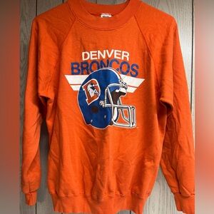 VTG 80’s Trench Denver Broncos Pullover Sweatshirt Orange Medium 38/40